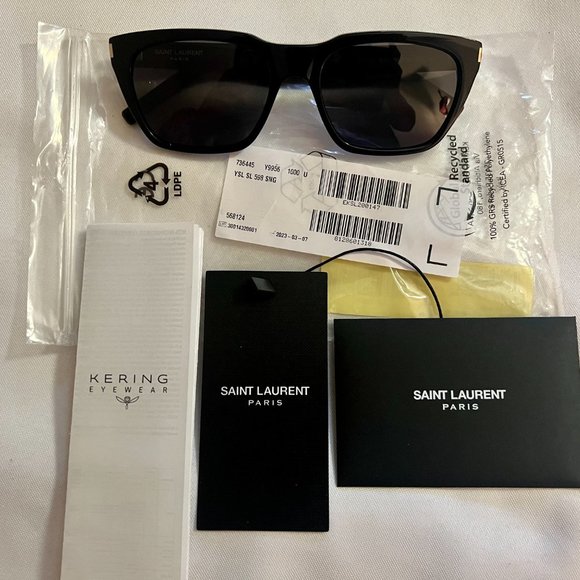 Saint Laurent SL 598 Black/Black Sunglasses NWT - Picture 1 of 7